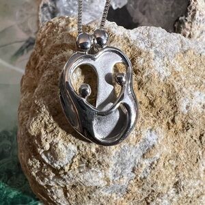 Carolyn Pollack Relios Sterling Silver Family Heart Pendant Necklace